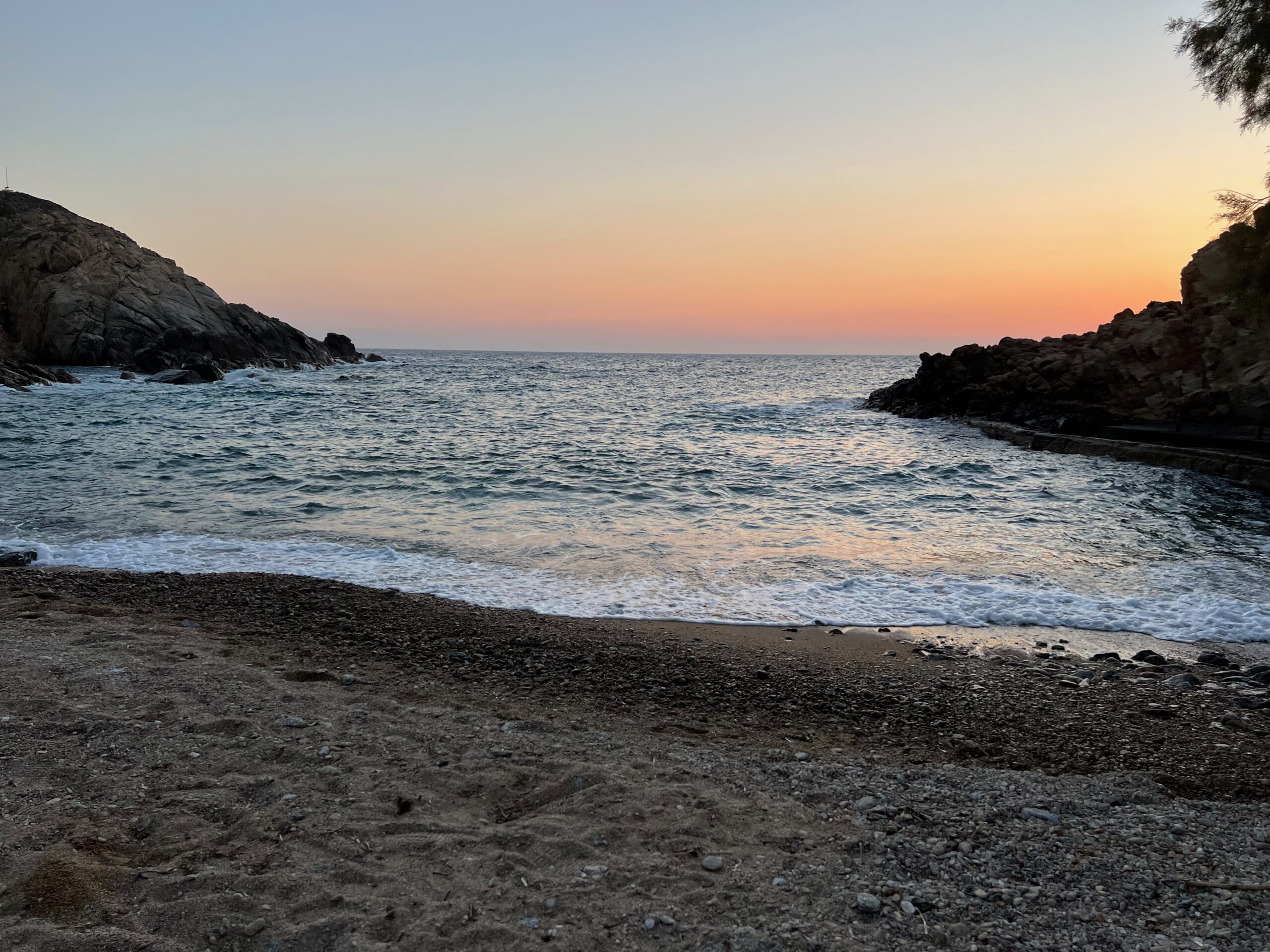 Beach view to ocean sunset, Karimalis, Ikaria